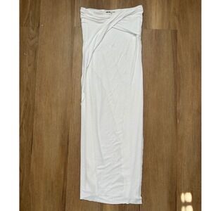 Helmut Lang White Scala Jersey Maxi Skirt Dress ruched P/ XS coastal luxury